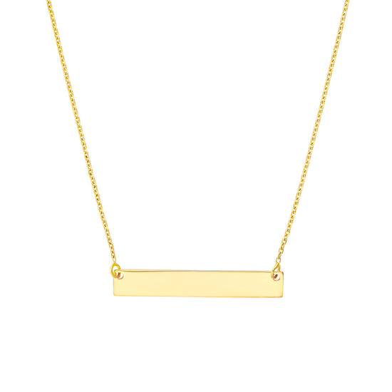 Engravable 14K Mini Gold bar Necklace