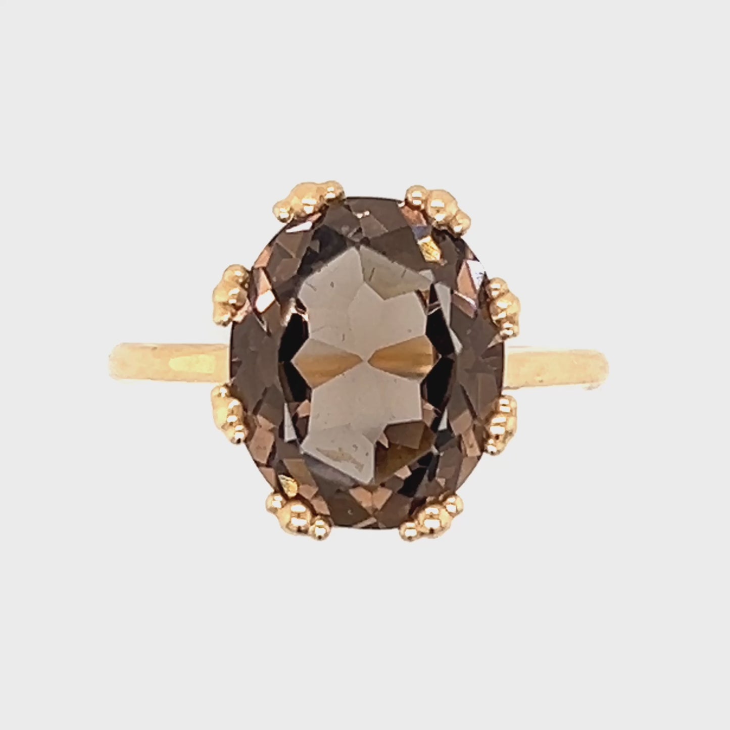 Load and play video in Gallery viewer, Victorian Hand Engraved Smokey Quartz Ring
