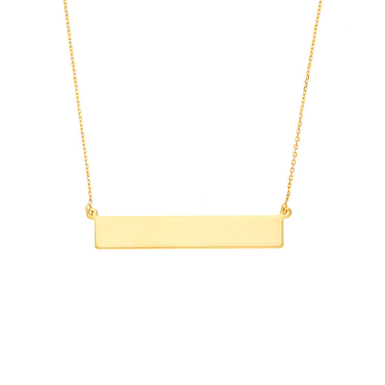 Engravable 14K Large (1.25 Inches) Gold bar Necklace
